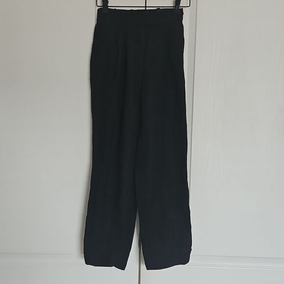 H&M Women's Linen Blend Wide Leg Dress Pants Size 0 Black - Picture 1 of 16